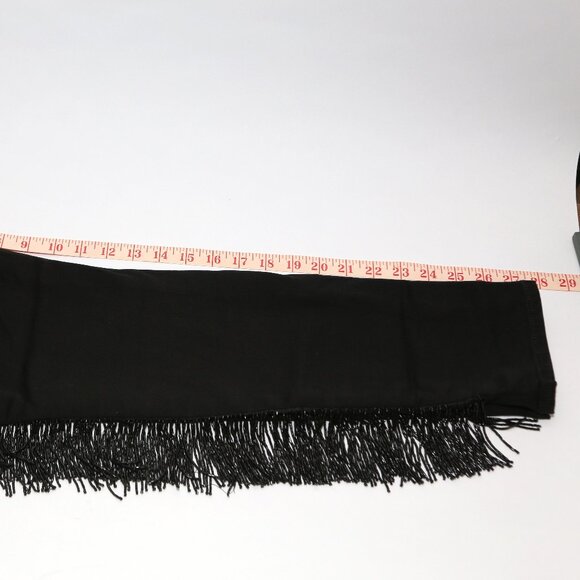 7 for all humankind black ankle skinny jeans with beaded fringe down the leg - Picture 10 of 16